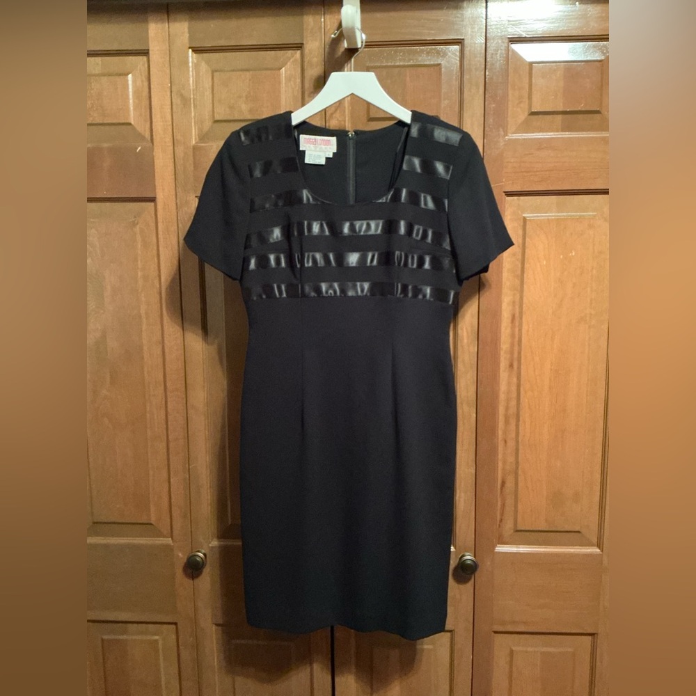 Maggy London Black Mini Dress with Satin Accents